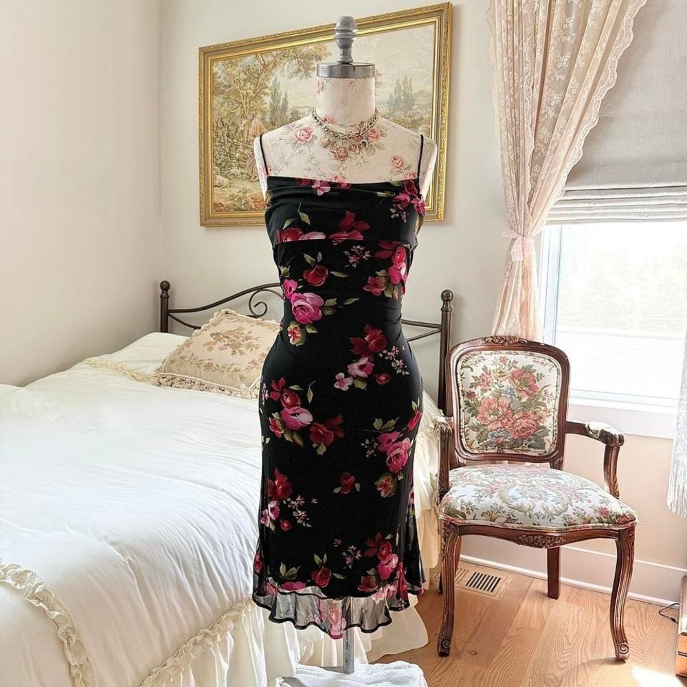 Black floral fairy dress Y2K international newport size small